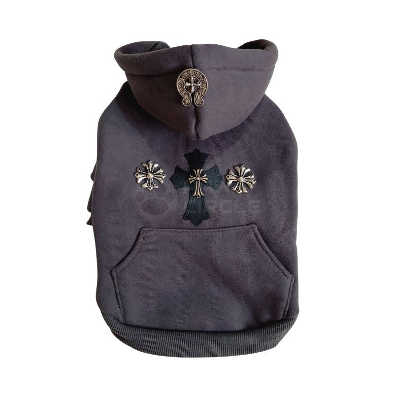 chrome hearts hoodies for dog in charcoal colour