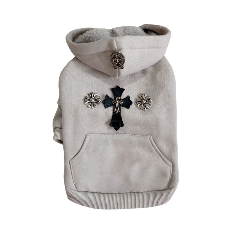 chrome hearts hoodies for dog in grey colour