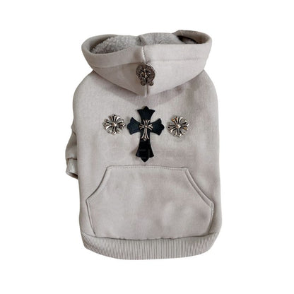 chrome hearts hoodies for dog in grey colour