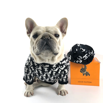 dior monogram dog sweater in black and white
