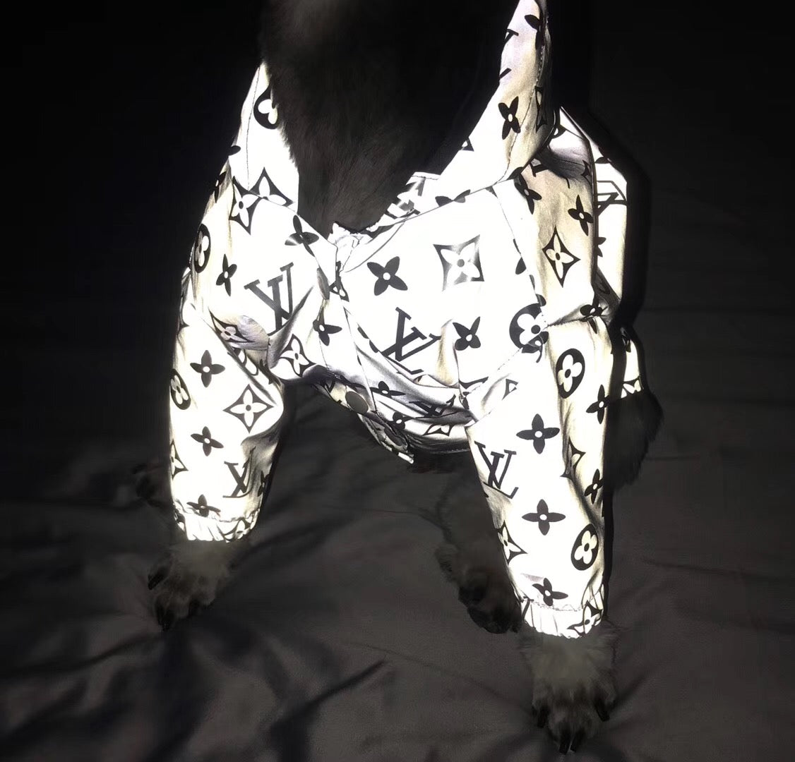 LV monogram glow in the dark dog coat