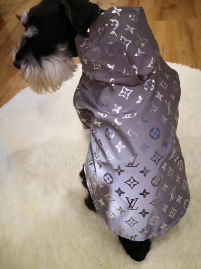 LV monogram silver dog raincoat