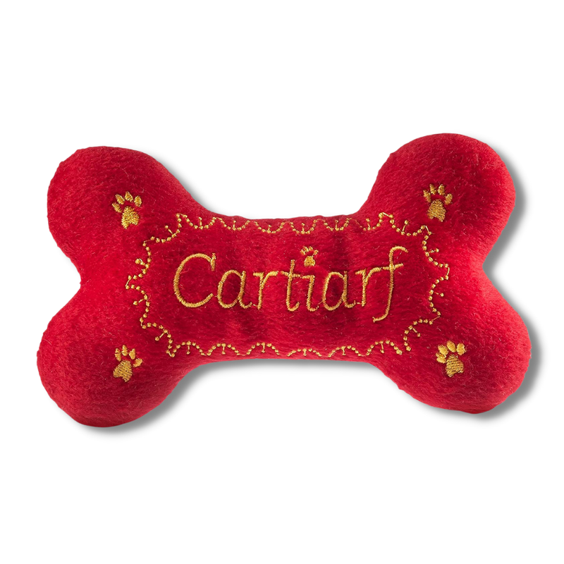 red colour Cartier inspired dog plush toy
