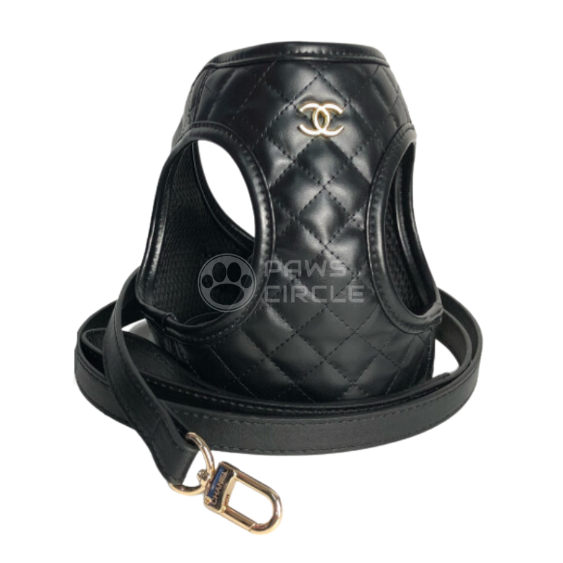 Chewnel Quilted Harness & Leash, Paws Circle