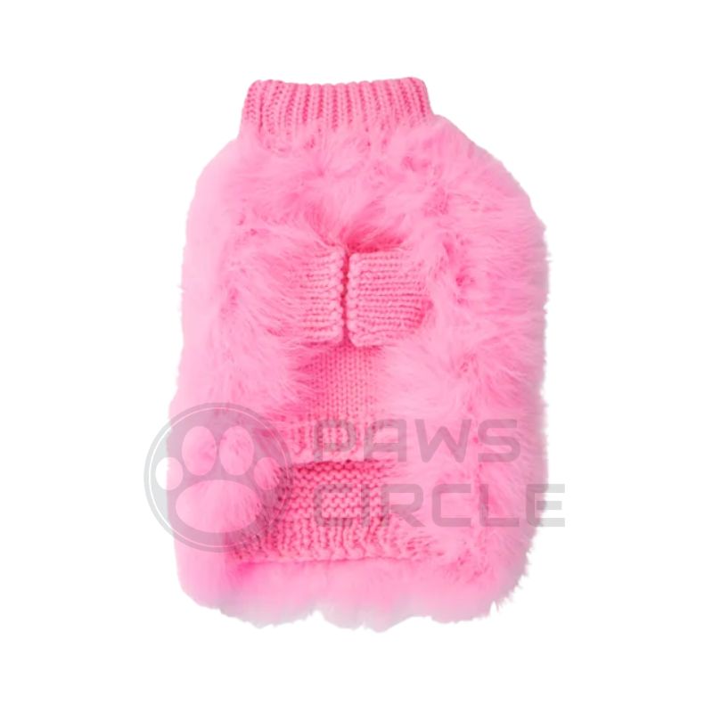 feather dog jumper in pink