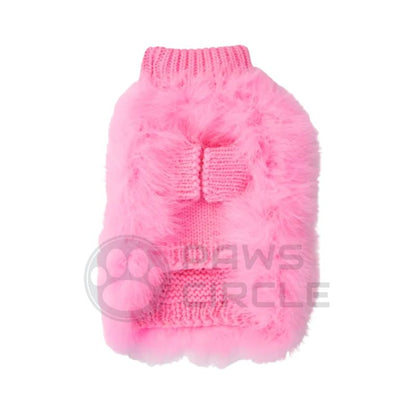 feather dog jumper in pink