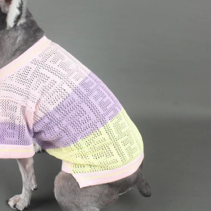 Dog knit jacket with breathable material