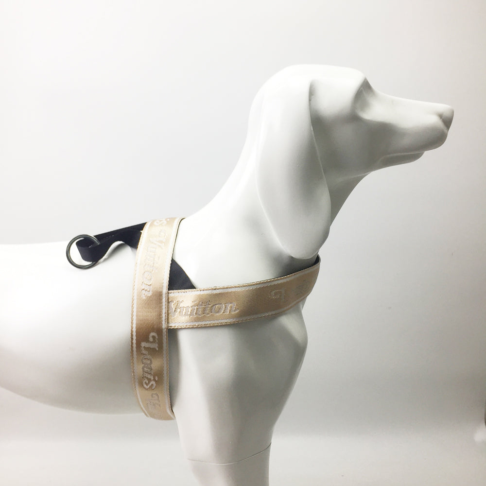 Designer dog harness in gold