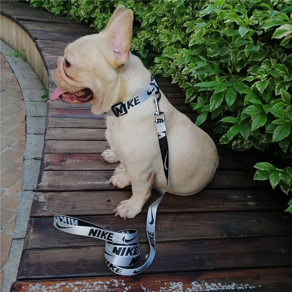 nike dog collar and leash in white