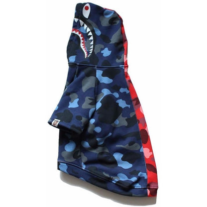 blue and red camo hoodie for streetwear dog
