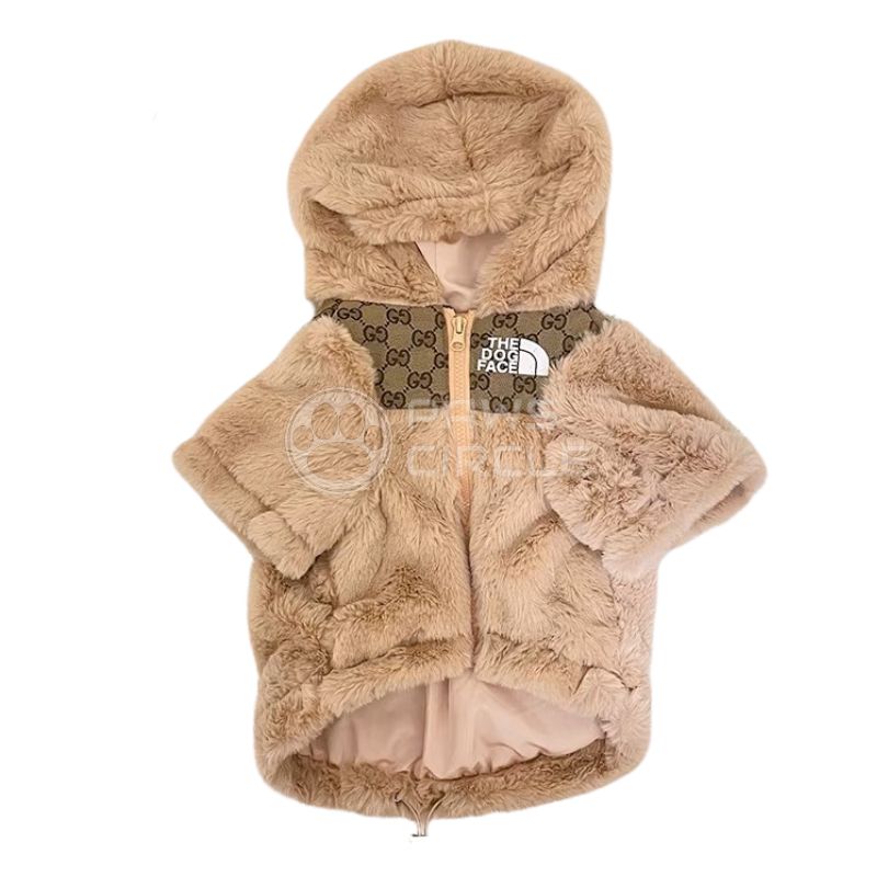 TNF x Gucci Inspired Beige Fluffy Dog Coat