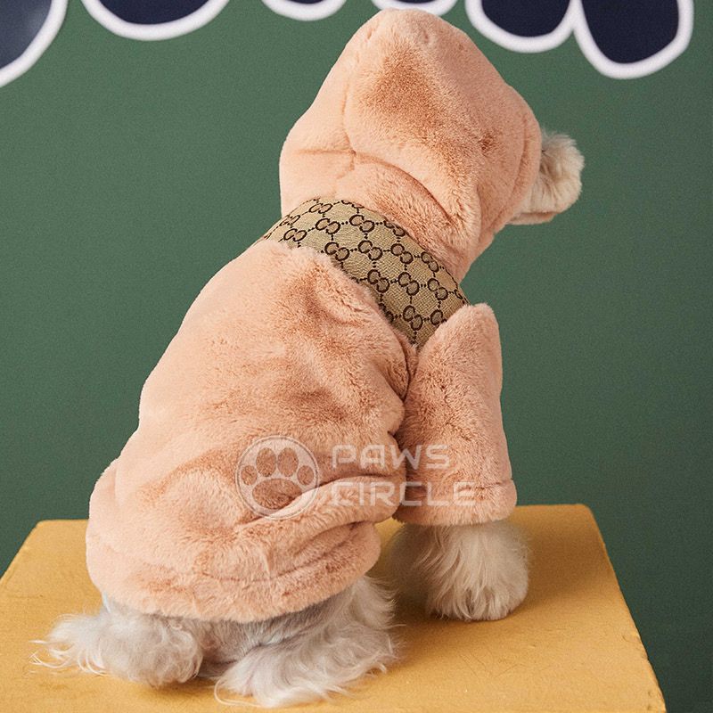 TNF x Gucci Inspired Beige Fluffy Dog Coat