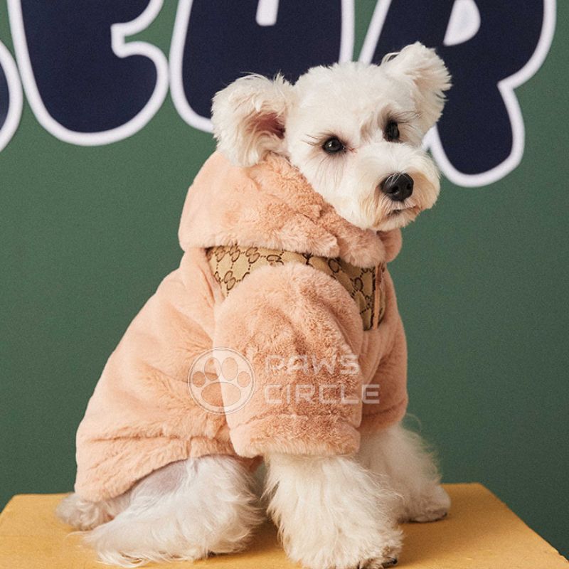 TNF x Gucci Inspired Beige Fluffy Dog Coat