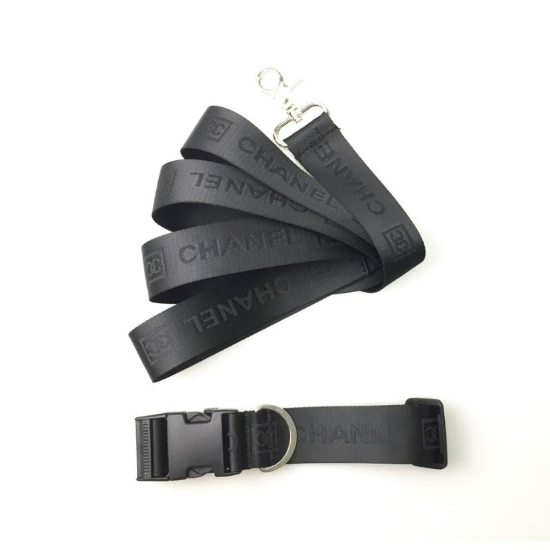 Black colour Chanel dog collar and leash set