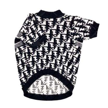 christian dior inspired monogram knit dog sweater