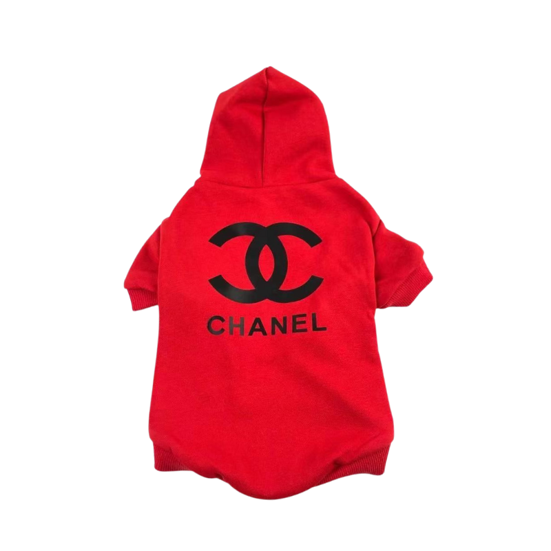 Chanel Logo Dog Hoodie in red colour