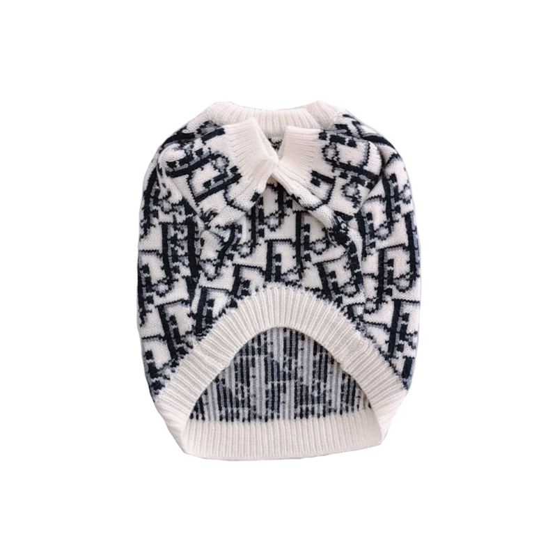 Louis Pup Monogram Knit Dog Sweater, Paws Circle