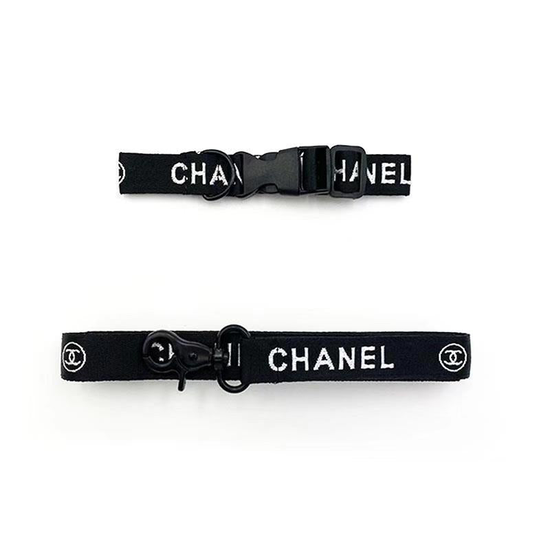 Chanel dog collar and leads in black