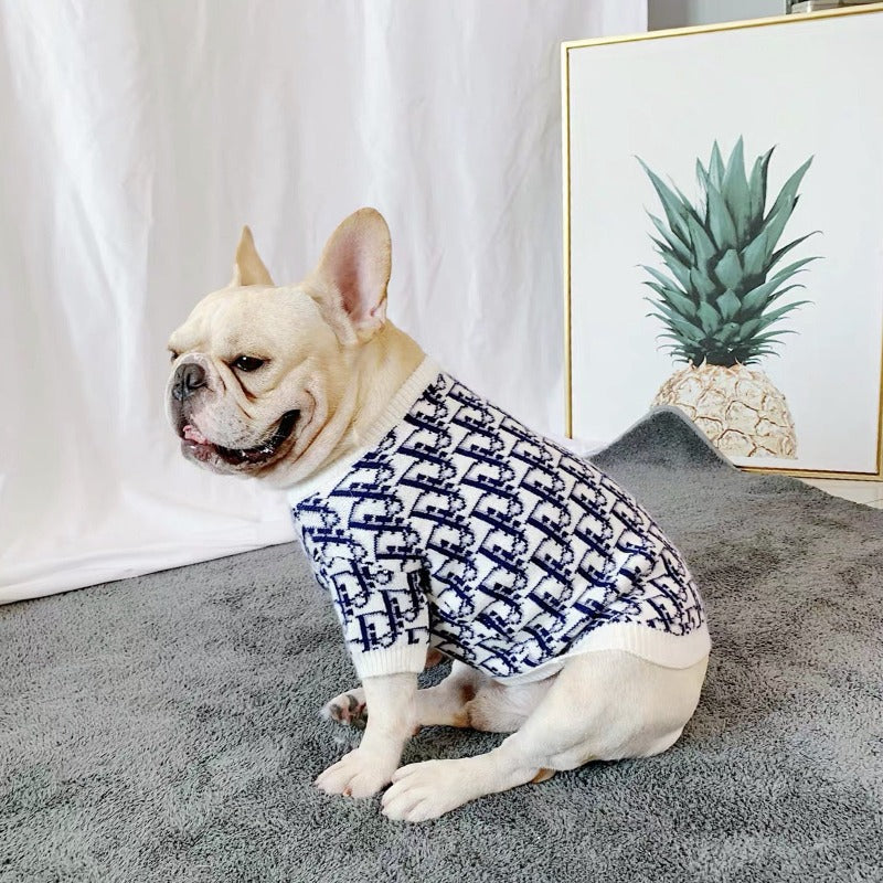 Louis Pup Monogram Dog Sweater | Paws Circle | Designer Dog Clothing