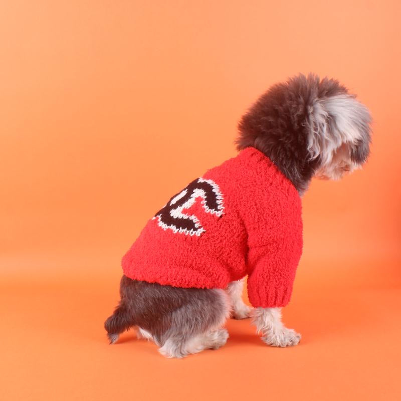 Chanel knitwear for dog in red colour