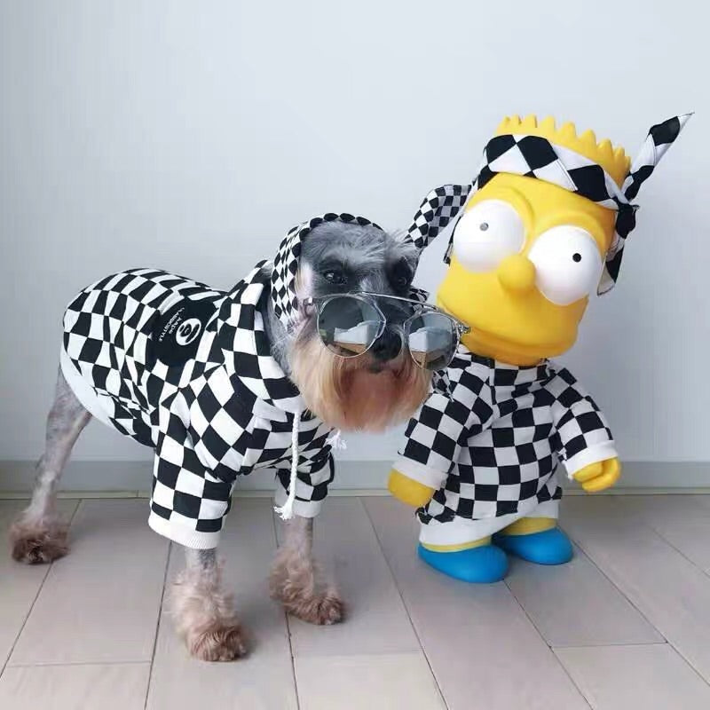Bape hoodie for dog in black and white
