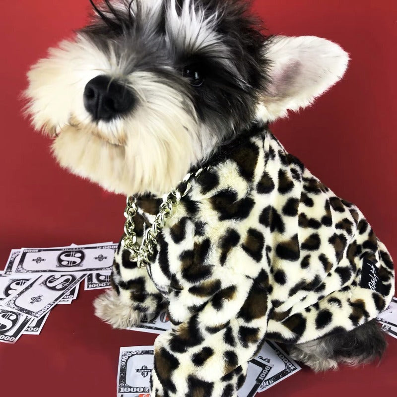 Leopard print dog jacket