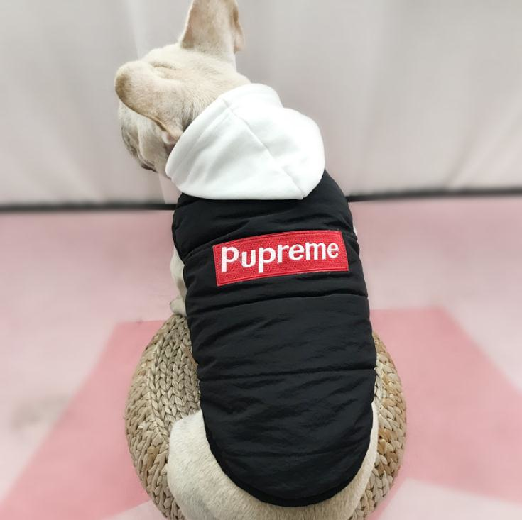 Pupreme Box Logo Sleeveless Hooded Down Jacket Paws Circle Dog Streetwear