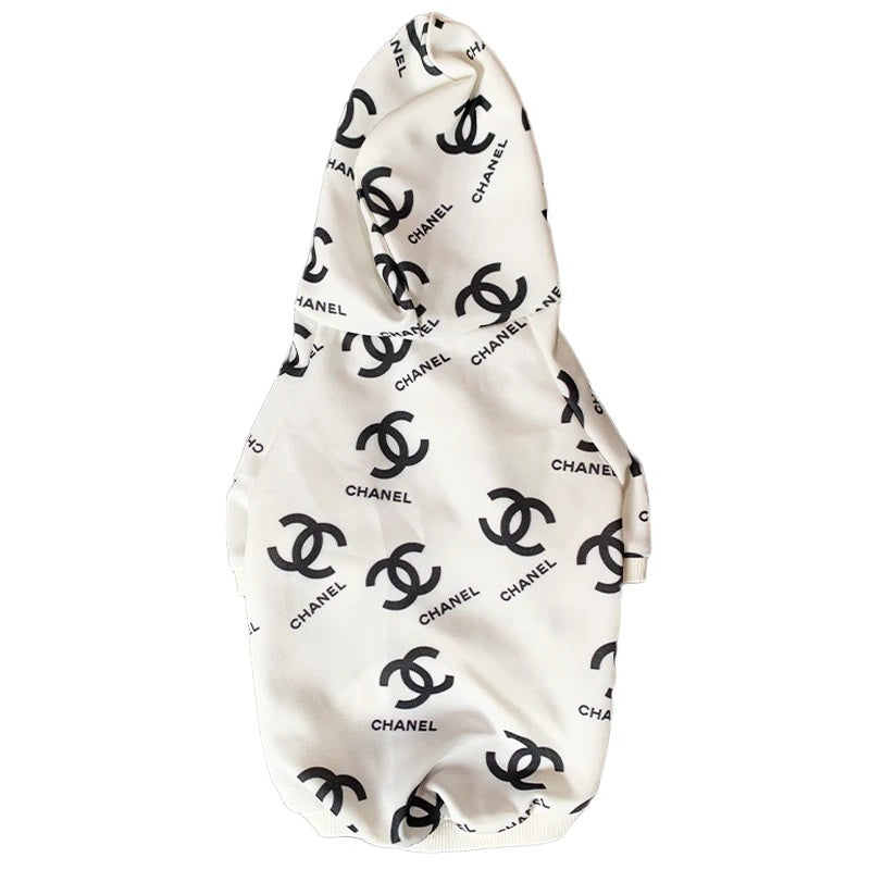 Chanel logo dog hoodie in white