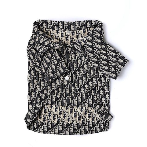 designer monogram print dog jacket