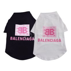 Black and white dog shirts with Balenciaga logo on a white background