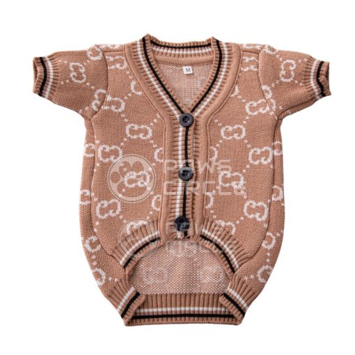 Monogram Dog Cardigan brown colour