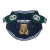 Burberry dog outfit with logo and teddy bear design on a white background