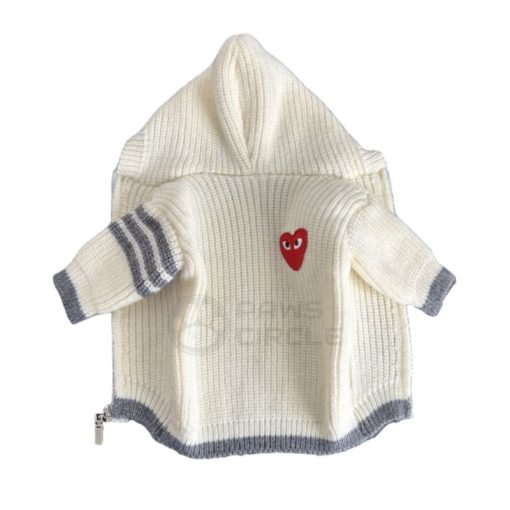 cdg play knit jacket for dog in beige colour