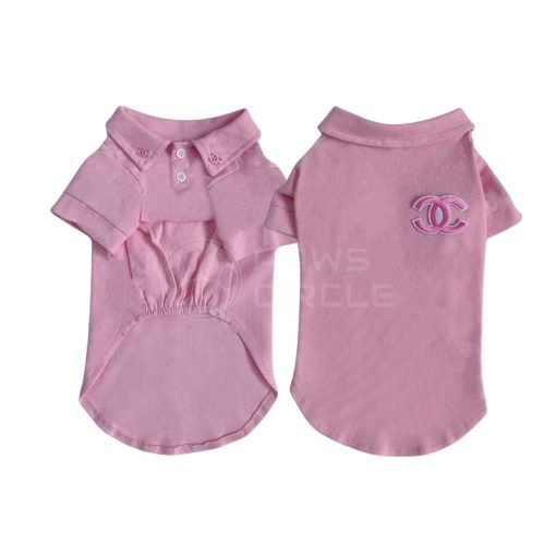 pink chanel polo tee for dogs