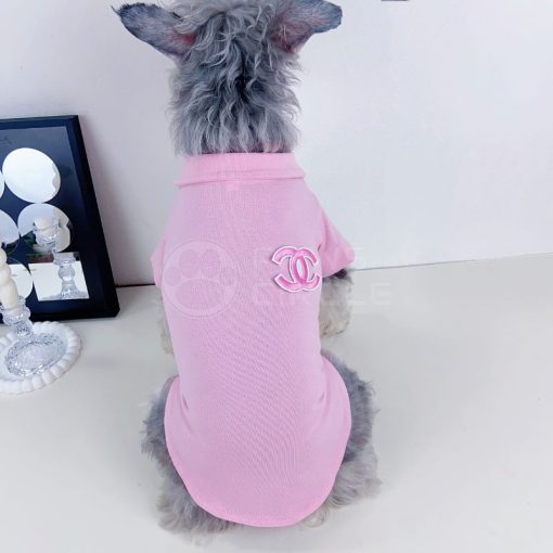 pink chanel polo tee for dogs