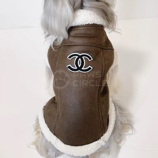 chanel mocha fleece vest for dogs