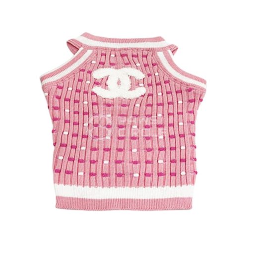 chanel dog knit tank top in pink