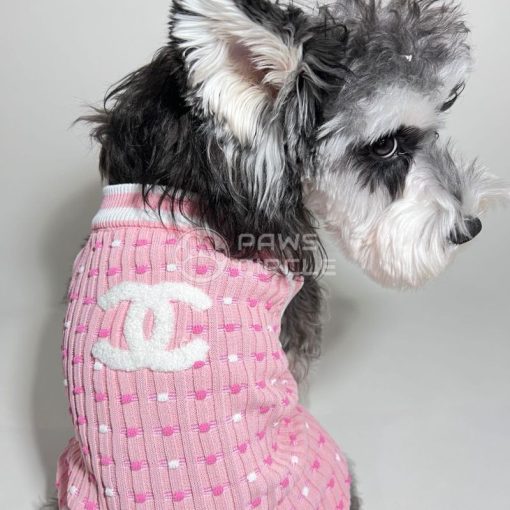 chanel dog knit tank top in pink
