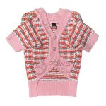 Elegant Pink Tweed Cardigan