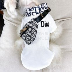 white dior polo tee for dogs
