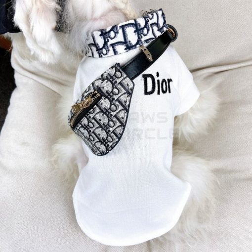 white dior polo tee for dogs