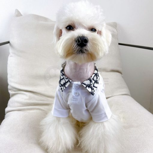 white dior polo tee for dogs