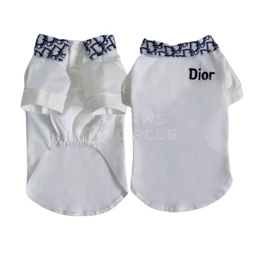 white dior polo tee for dogs