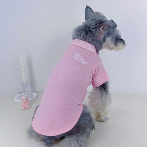 pink dior polo tee for dogs