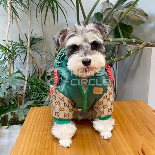 GUCCI MONOGRAM DOG PUFFER JACKET WITH LEASH