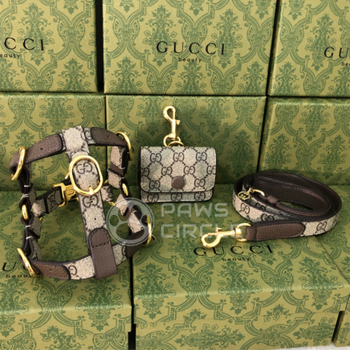 Gucci Monogram Dog Bag, Harness & Leash