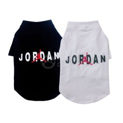 Black and white pet shirts with Jordan logo on a white background