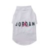 White pet shirt with 'Jordan' and logo on a white background