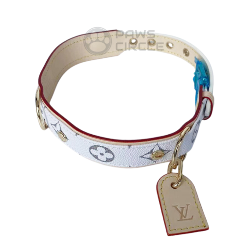 louis vuitton white monogram dog collar
