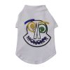 White Moncler pet shirt with colorful logo on a white background